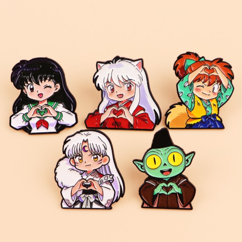 Embroidery Reddit - かわいいオオカミ耳ファンタジーキャラクターハートジェスチャーエナメルピンアニメフィギュアラペルブローチバックパック帽子服日常衣装装飾