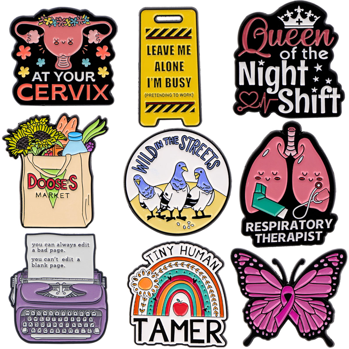 Embroidery Illustration - ドクターナースエナメルピン子宮バッジバックパックブローチ女性のためのラペルピンクリエイティブジュエリーコスプレアクセサリーギフト