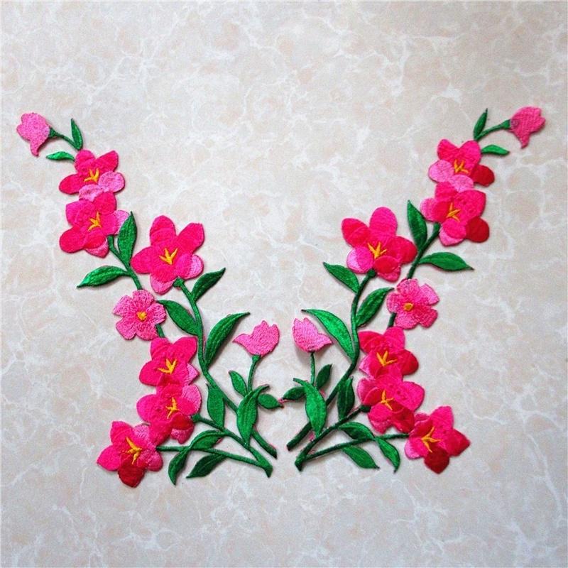 Embroidery Flower Pattern - 衣類用パッチに花が刺繍された鉄,素敵なステッカー,青いアップリケ,1個,2個