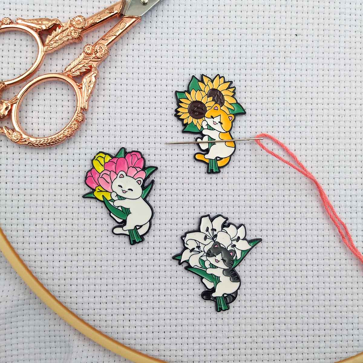 Needle Minder Magnet - クロスステッチ用磁気ニードルマインダー、強力マグネットエナメル針ホルダー、かわいいソーイングアクセサリー、クロスステッチ初心者ギフト