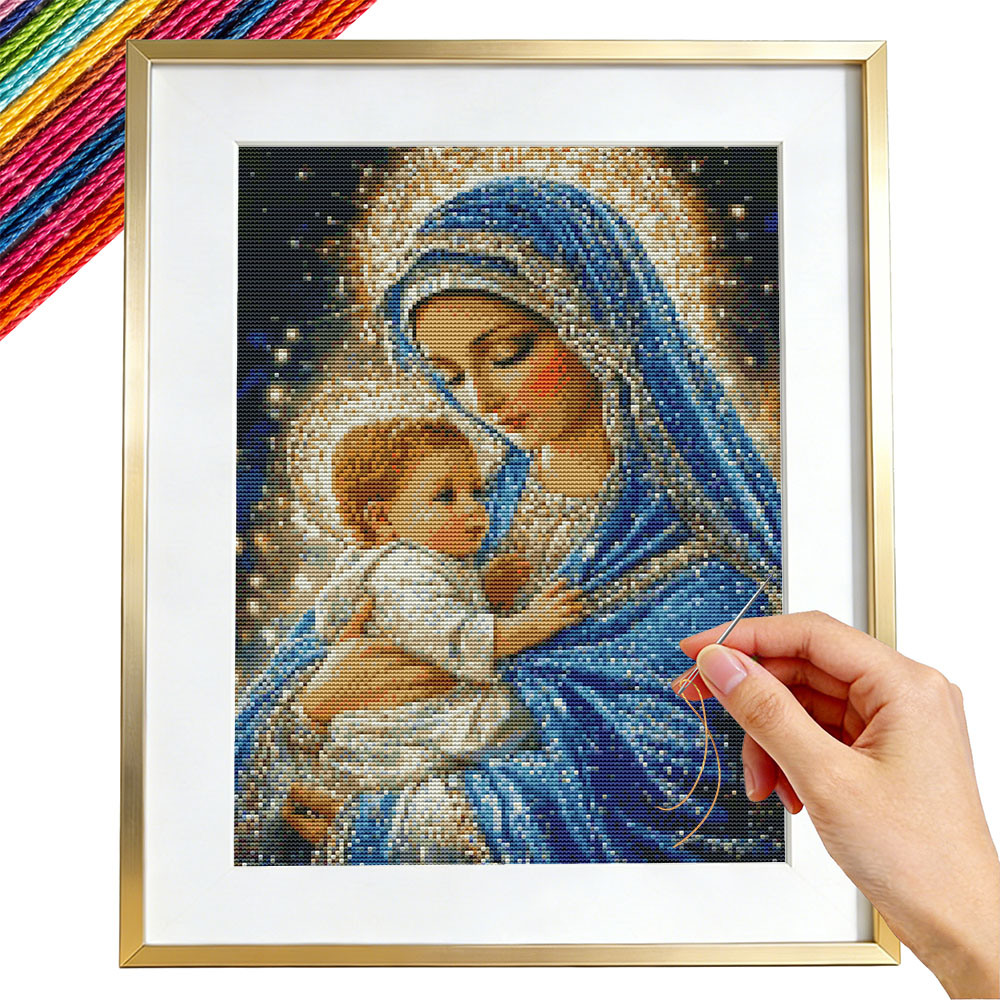 Embroidery Guide Paper - クロスステッチ聖母マリア宗教刺繍キット初心者のためのポートレートガイド針仕事プリントキャンバス 11CT ホームデコレーション