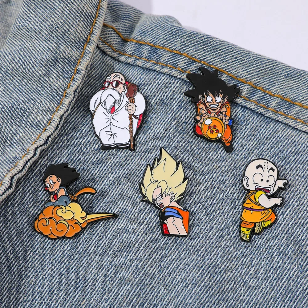 Embroidery Reddit - 5個入り クラシック人気アニメブローチ ​ 孫悟飯クリエイティブエナメルピンメタルバッジジュエリー衣類バックパックアクセサリーギフト