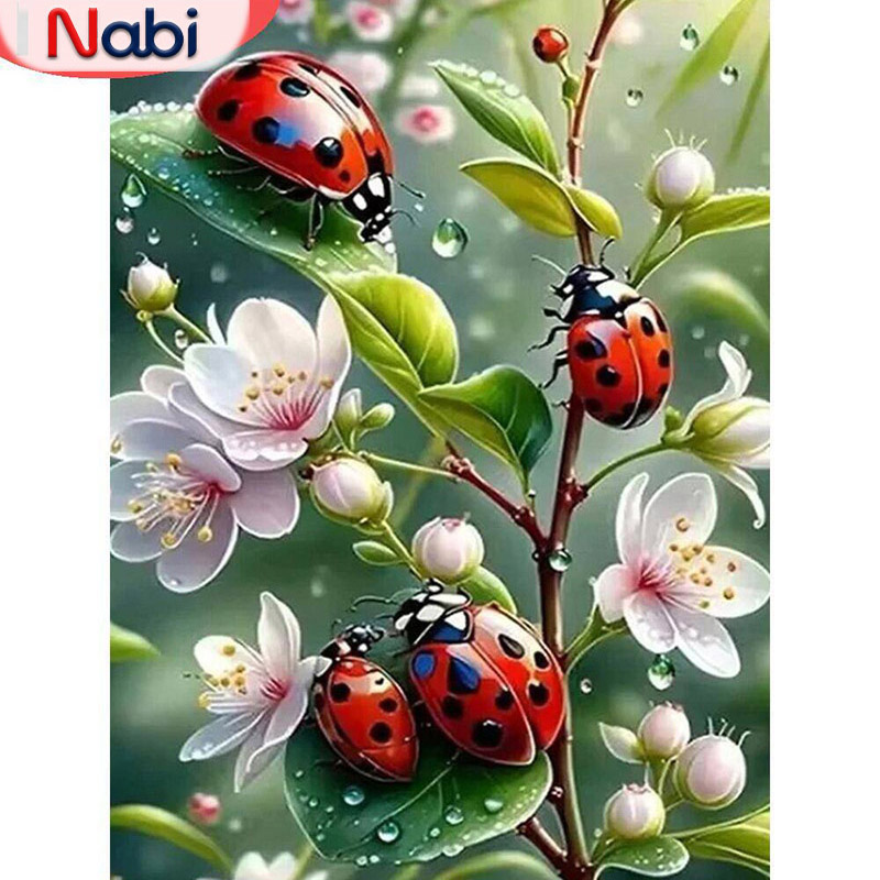 Embroidery Lady Bug - Nabi 5d ダイヤモンドペインティング てんとう虫 モザイク絵 アクリルダイヤモンド刺繍