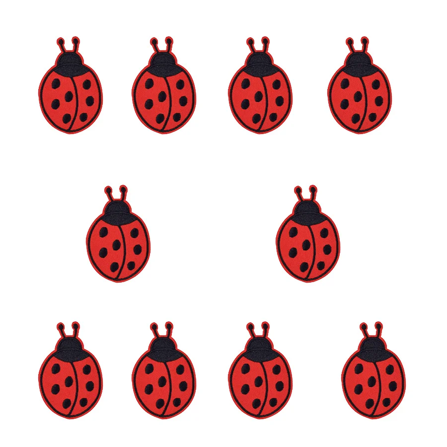 Embroidery Lady Bug - パッチ服アイアンでアップリケ昆虫ストライプ刺繍パッチのためのかわいい 7 スポットてんとう虫アクセサリー 10 個