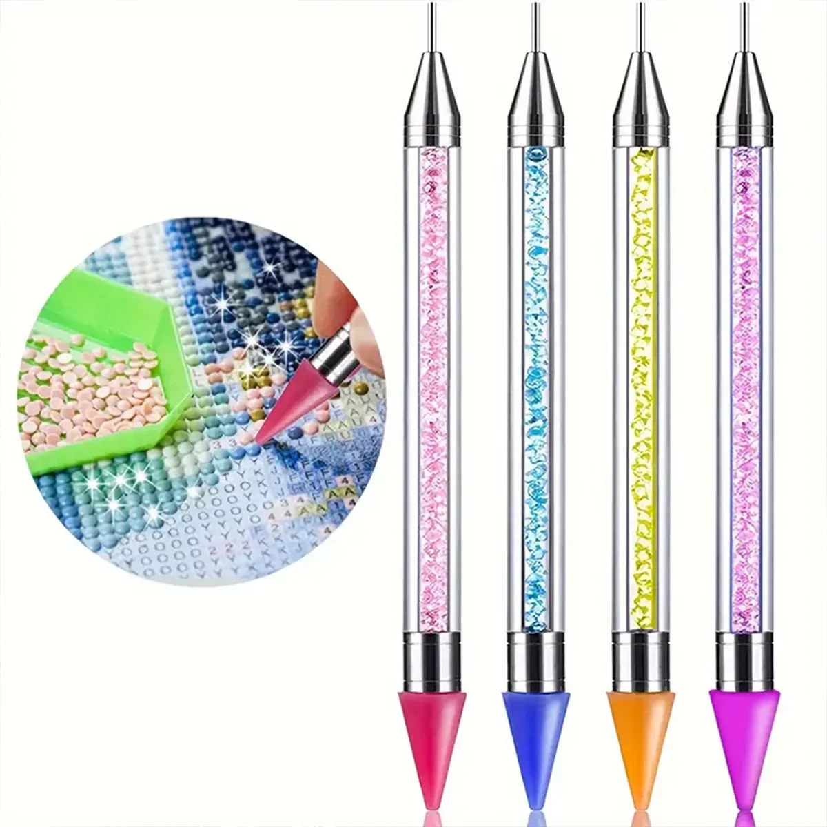 Embroidery Handicraft - ワックスレスダイヤモンドペインティングツール、ダブルチップ粘土不使用のプロフェッショナルデザイン、5D DIYペインティングクラフトクロスステッチに最適