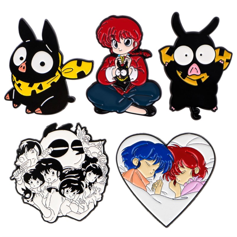 Embroidery Reddit - キュートなQ版漫画の女の子、黒豚、パンダのエナメルピン、アニメフィギュア、ラペルブローチ、バックパック、帽子、服、普段着の装飾バッジ