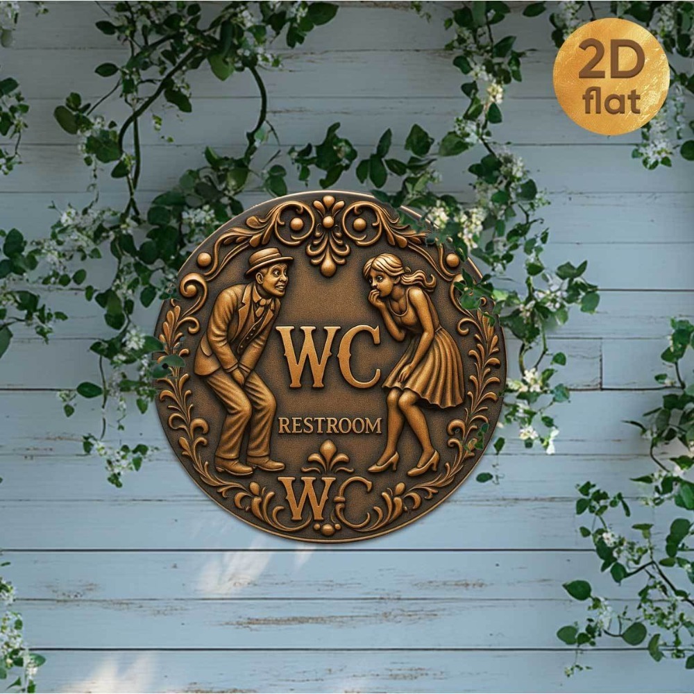 ヴィンテージ「WCトイレ」ラウンドアイアンサイン、エレガント - Embroidery Water のレビューと価格