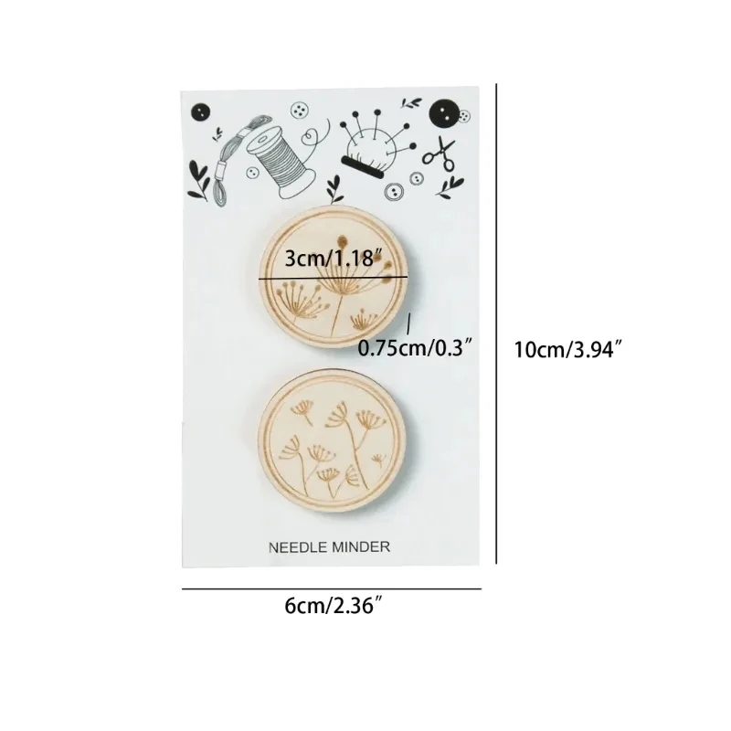 2 個クロスステッチ木製ニードルマインダーラウンド縫製マグネ - Needle Minder Magnet のレビューと価格