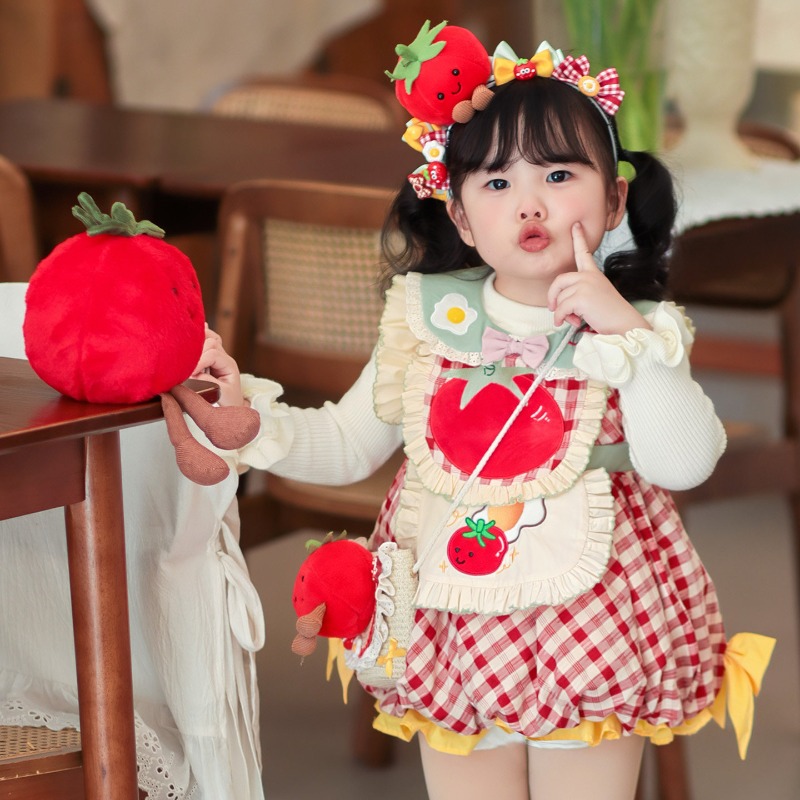 コテージコアキッズロリータドレス赤いチェック柄トマト目玉焼き - Embroidery Egg のレビューと価格
