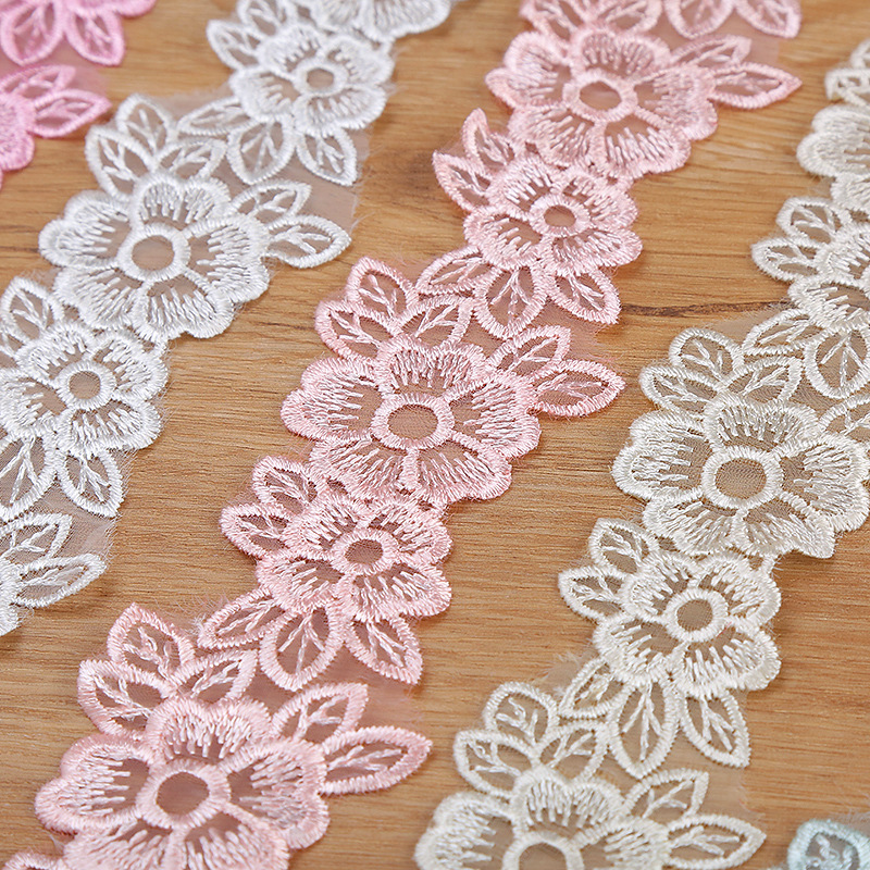 刺繡オーガンザレーストリムリボン,幅5cm,ファブリック,手 - Embroidery Flower Pattern のレビューと価格