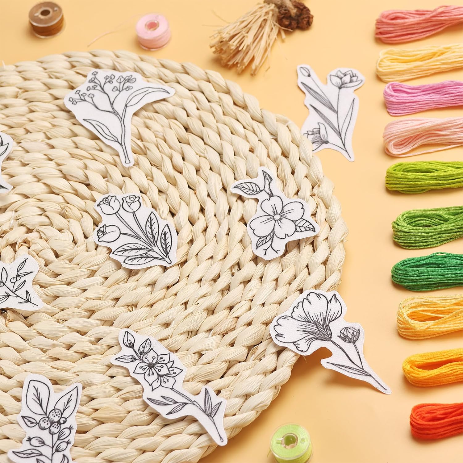 50 個の水溶性刺繍スタビライザー、プリント済みの花と葉のパ - Embroidery Flower Pattern のレビューと価格
