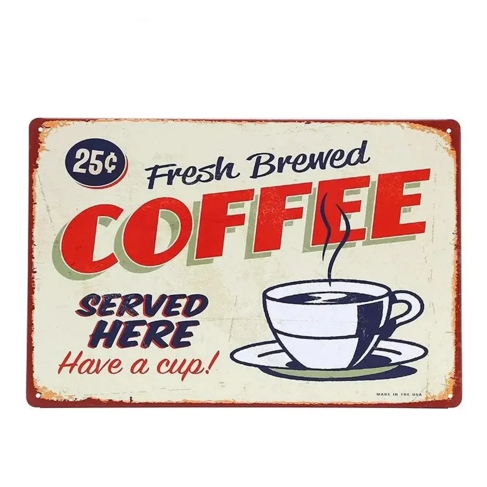 プラークメタルサインドリンクコーヒーウォールデコレーションヴ - Embroidery Water のレビューと価格