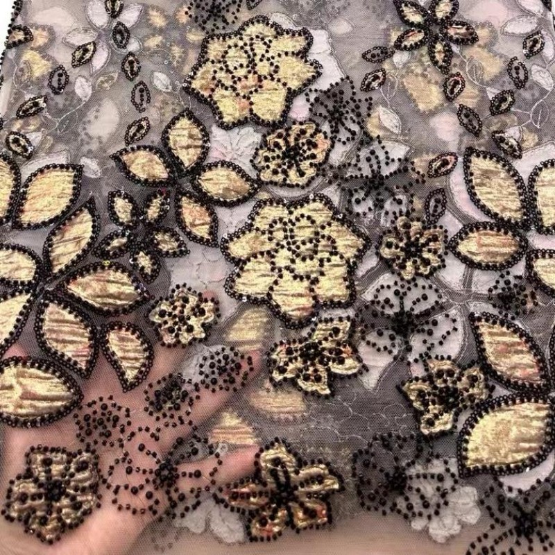高級フランス製アップリケ刺繍レース生地、アフリカの手作りビー - Embroidery Ai のレビューと価格