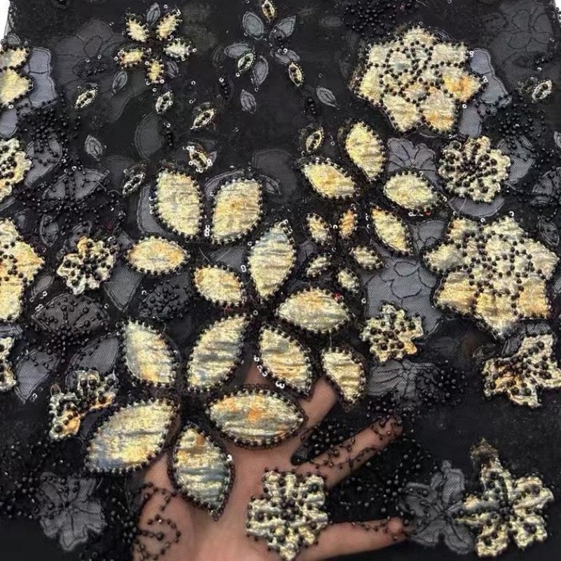 高級フランス製アップリケ刺繍レース生地、アフリカの手作りビー - Embroidery Ai のレビューと価格