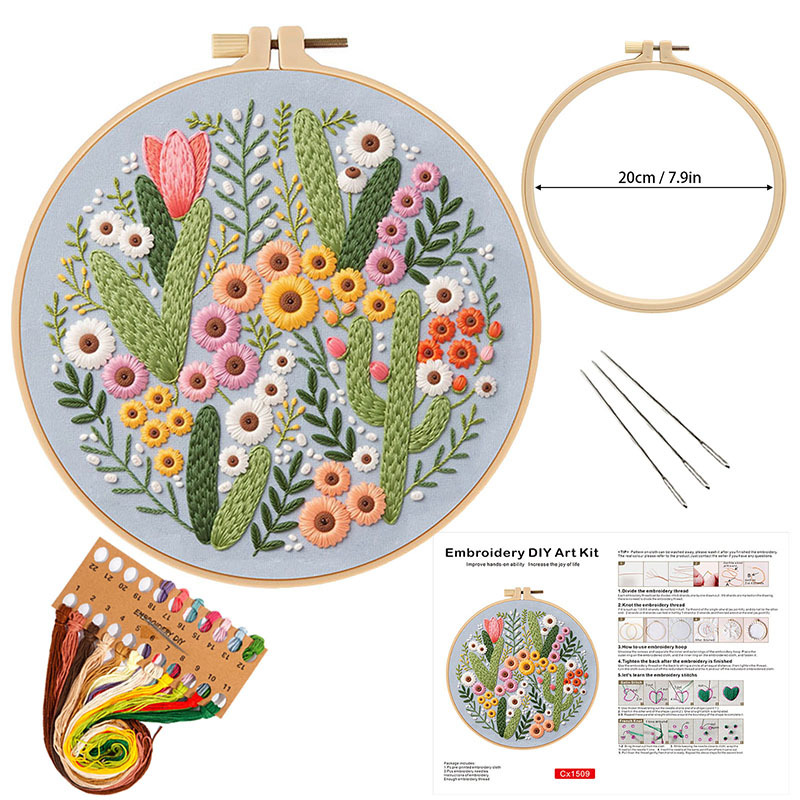 花のDIY刺繍キット 初心者向け クロスステッチパターンプリ - Embroidery Guide Paper のレビューと価格
