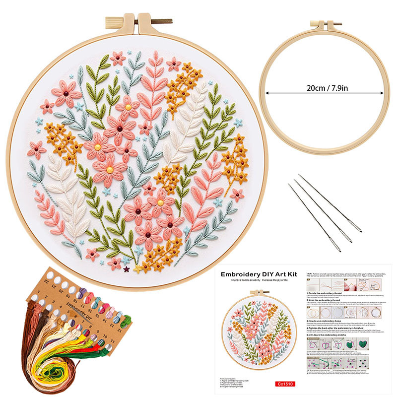 花のDIY刺繍キット 初心者向け クロスステッチパターンプリ - Embroidery Guide Paper のレビューと価格