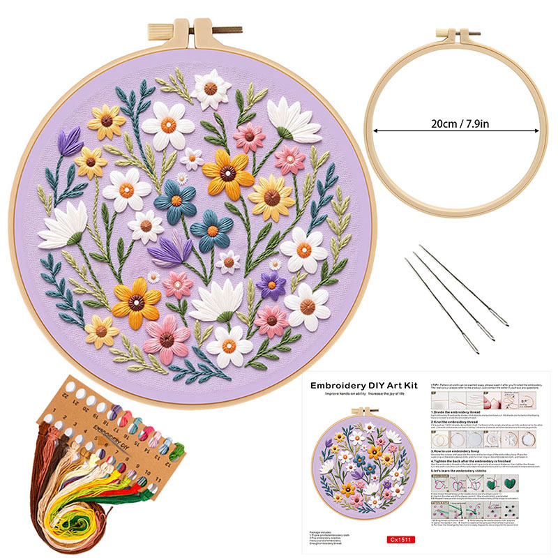 花のDIY刺繍キット 初心者向け クロスステッチパターンプリ - Embroidery Guide Paper のレビューと価格