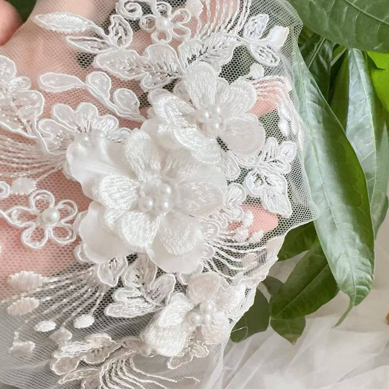 2個=1ペア、ロープ刺繍パールレース3Dミラーフラワー、DI - Embroidery Flower Pattern のレビューと価格