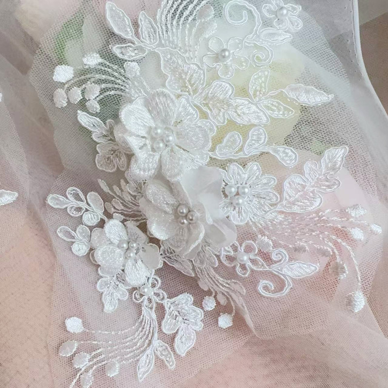 2個=1ペア、ロープ刺繍パールレース3Dミラーフラワー、DI - Embroidery Flower Pattern のレビューと価格