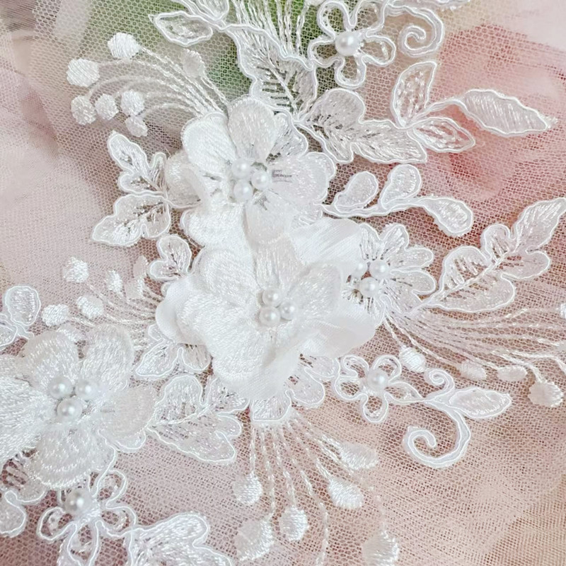 2個=1ペア、ロープ刺繍パールレース3Dミラーフラワー、DI - Embroidery Flower Pattern のレビューと価格