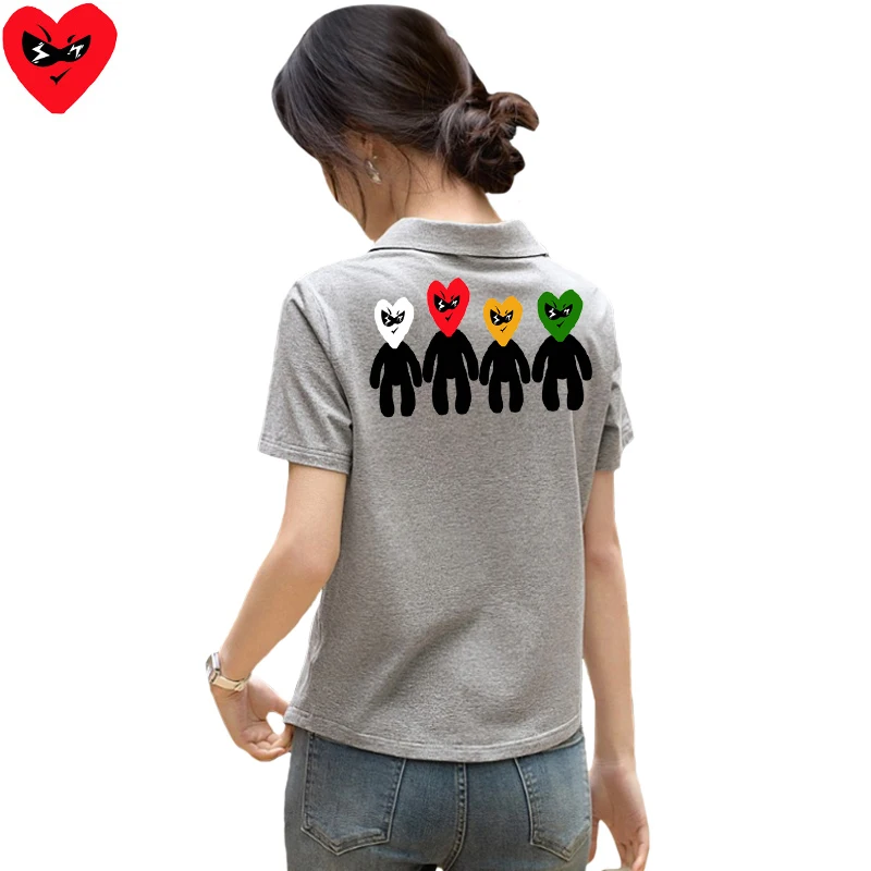 女性用半袖コットンTシャツ,半袖Tシャツ,ハートプリントのス - Embroidery Egg のレビューと価格