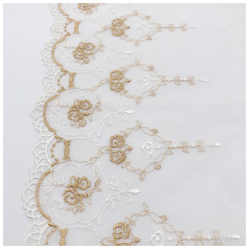 16.2 センチメートル幅メッシュ刺繍金糸ローズレース生地  - Embroidery Rose のレビューと価格
