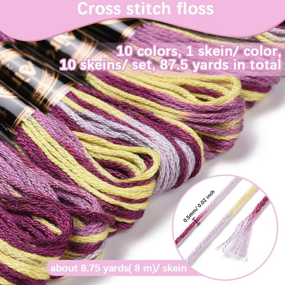 6 ストランド紫多彩な刺繍フロスグラデーションカラークロスス - Embroidery Handicraft のレビューと価格