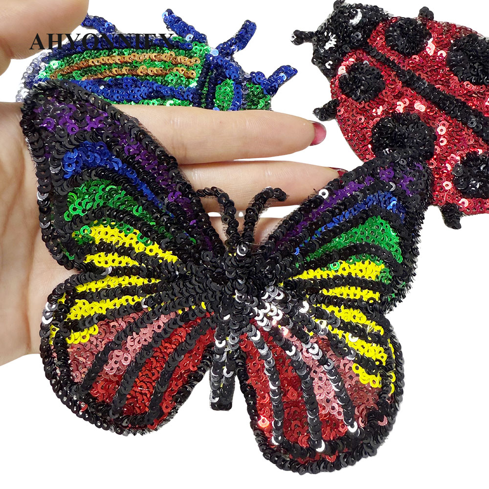 ワンピース テントウムシ 蝶 スパンコール刺繍ワッペン、衣類 - Embroidery Lady Bug のレビューと価格
