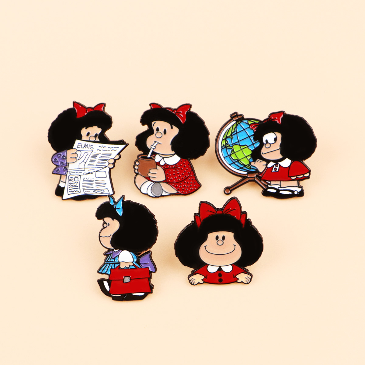 5 個かわいい女の子エナメルピンセット漫画バッジバックパック - Embroidery Illustration のレビューと価格