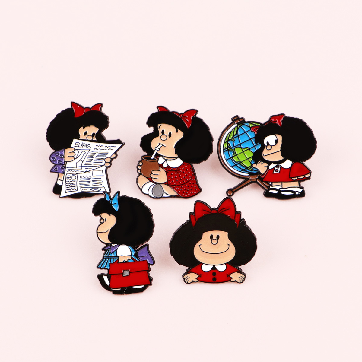 5 個かわいい女の子エナメルピンセット漫画バッジバックパック - Embroidery Illustration のレビューと価格