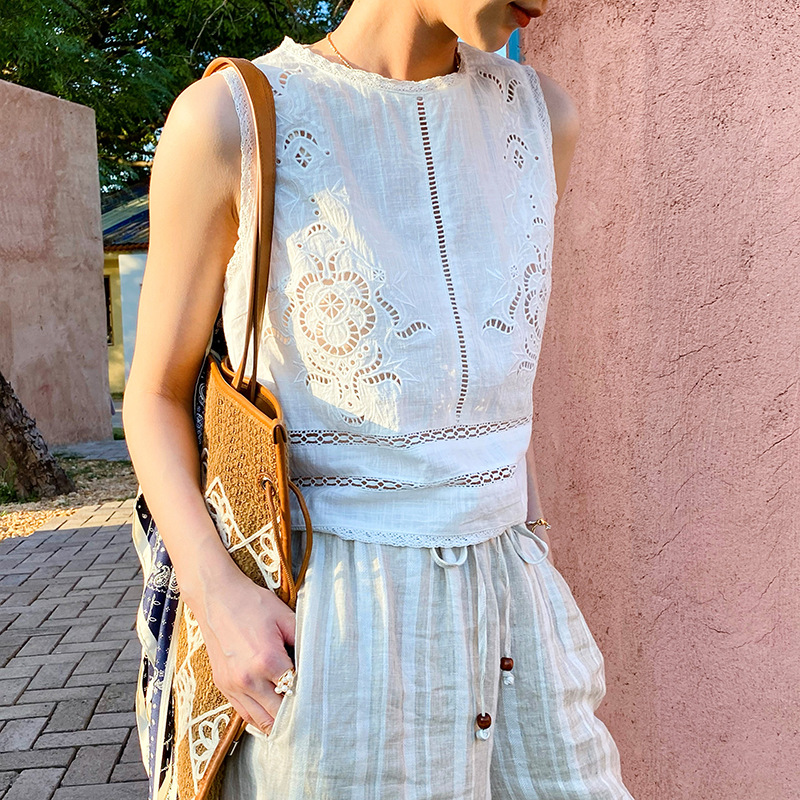 フランスのデザイナーによるボヘミアンスタイルの白いコットンア - Embroidery Eyelet のレビューと価格