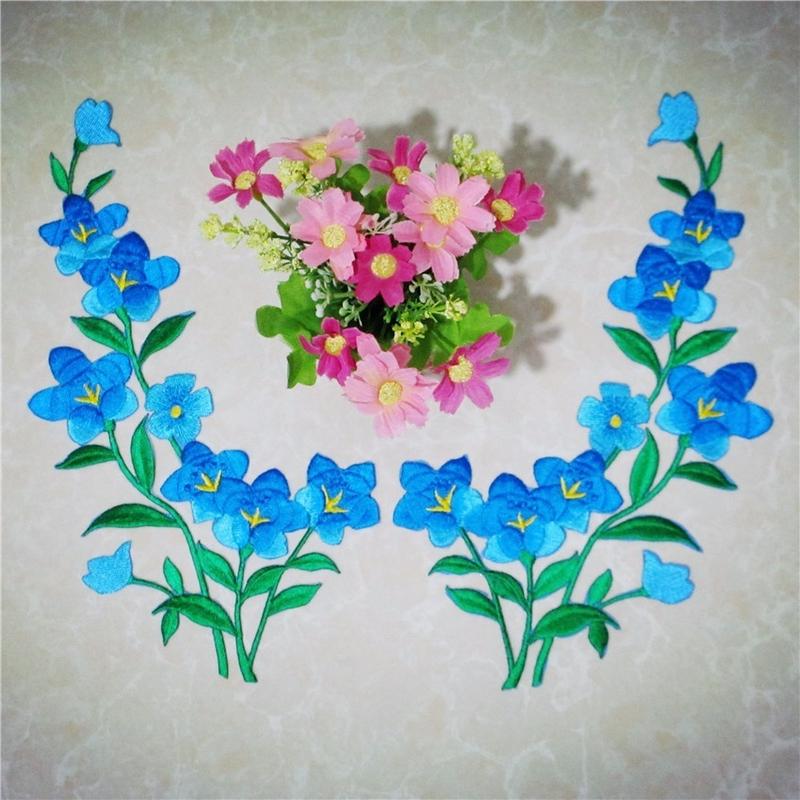 衣類用パッチに花が刺繍された鉄,素敵なステッカー,青いアップ - Embroidery Flower Pattern のレビューと価格