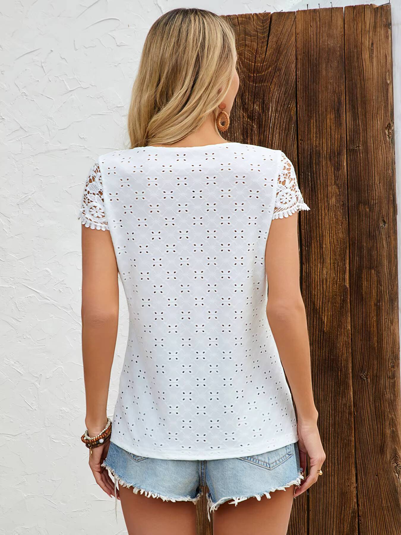 レディース Tシャツ 春夏 ホワイト アイレット刺繍 キーホ - Embroidery Eyelet のレビューと価格