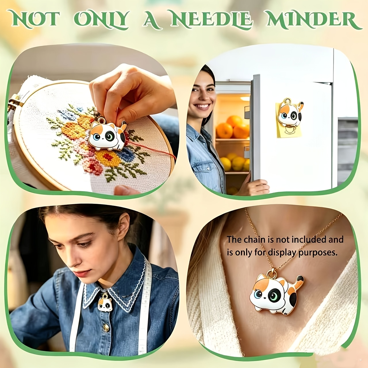 1個入り猫型磁気針ホルダー、針と糸の両用、かわいい裁縫刺繍用 - Needle Minder Magnet のレビューと価格