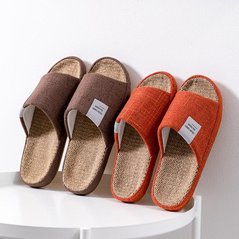 メンズ通気性リネンスリッパ、四季対応室内静音、滑り止め寝室用 - Embroidery Flat Shoes のレビューと価格