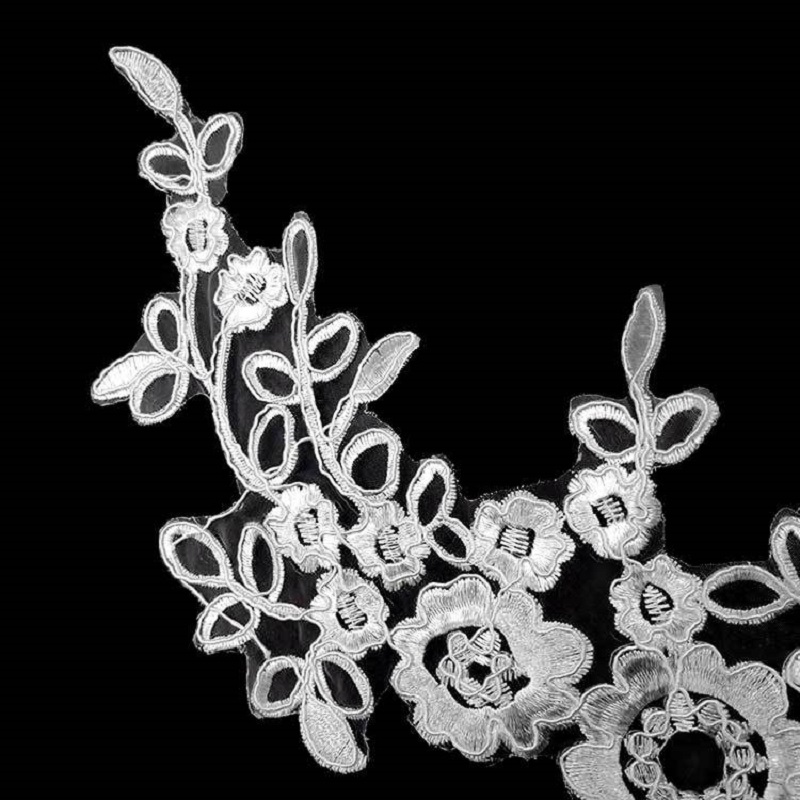 1 ペア花柄の刺繍 DIY ウェディングレースアクセサリーテ - Embroidery Flower Pattern のレビューと価格