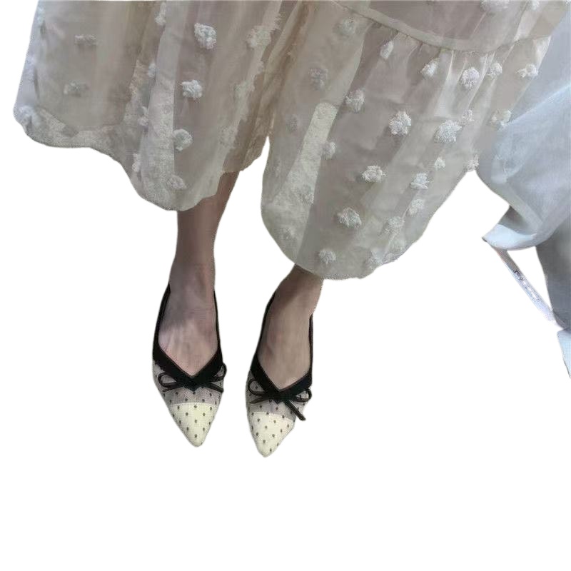 2026年夏新作 水玉模様 シングルシューズ エアメッシュ  - Embroidery Flat Shoes のレビューと価格