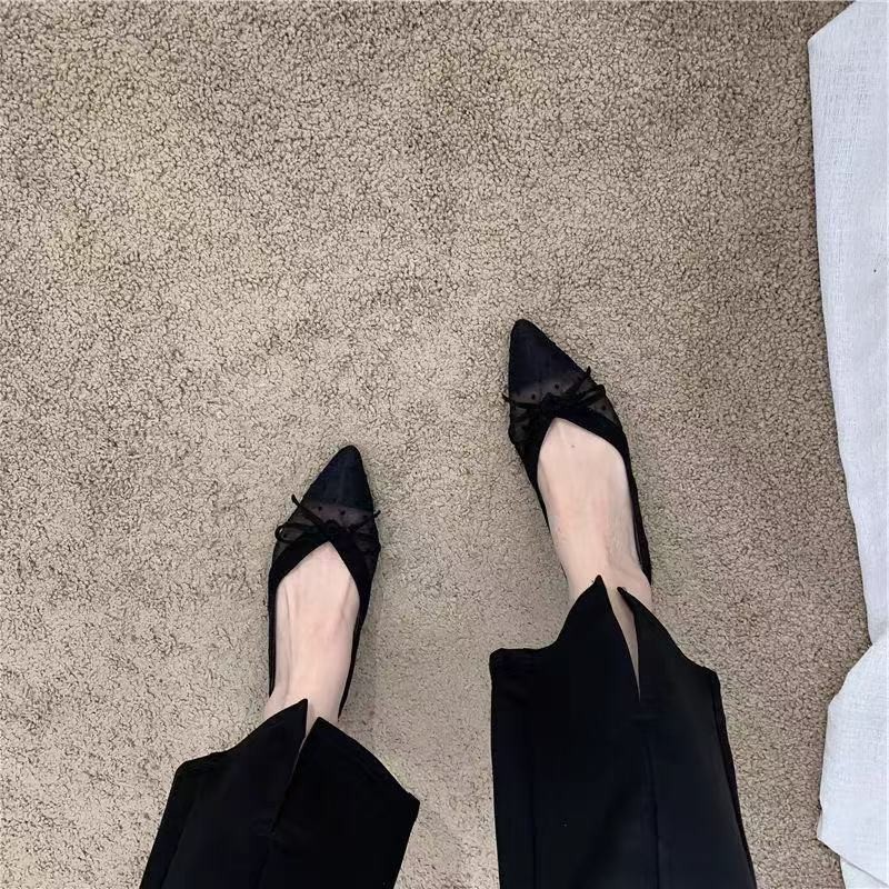 2026年夏新作 水玉模様 シングルシューズ エアメッシュ  - Embroidery Flat Shoes のレビューと価格