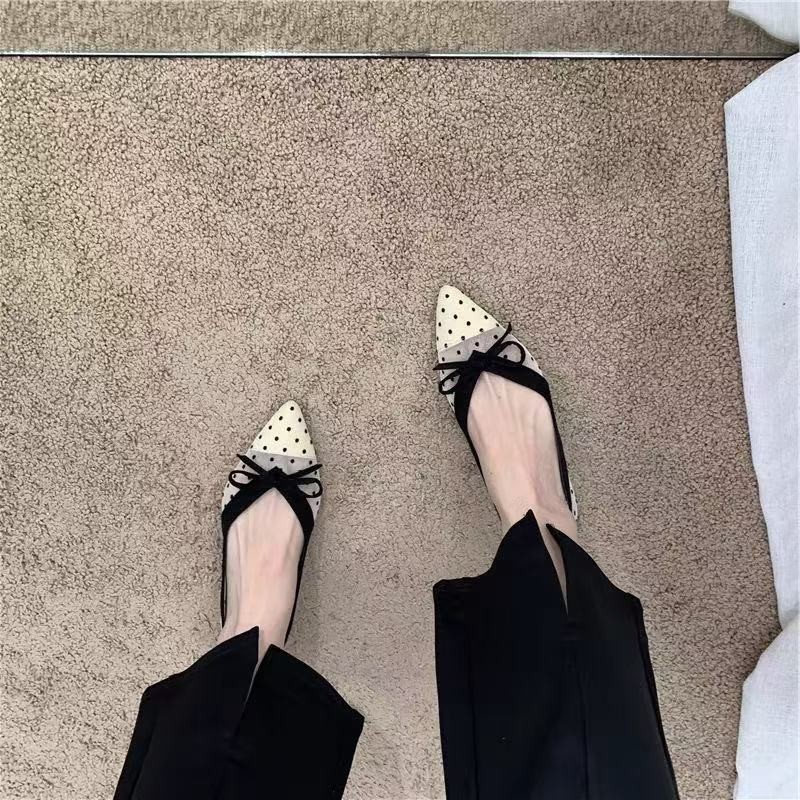 2026年夏新作 水玉模様 シングルシューズ エアメッシュ  - Embroidery Flat Shoes のレビューと価格