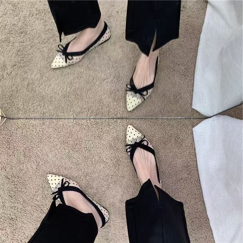 2026年夏新作 水玉模様 シングルシューズ エアメッシュ  - Embroidery Flat Shoes のレビューと価格