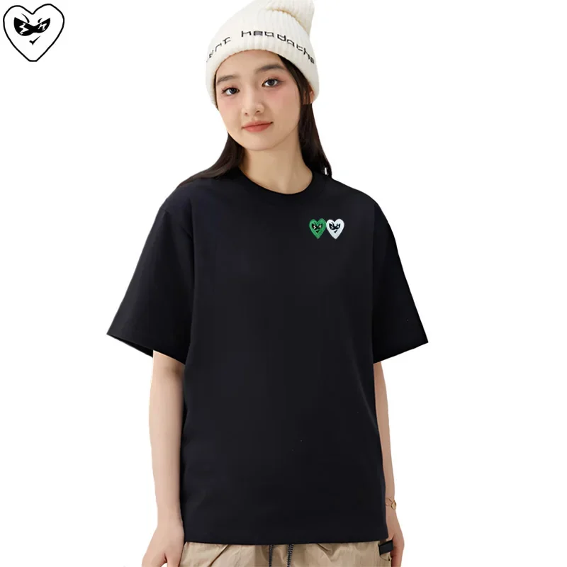 女性の休憩卵Tシャツ,かわいい,ダブルメガネ,ハート刺繍,コ - Embroidery Egg のレビューと価格