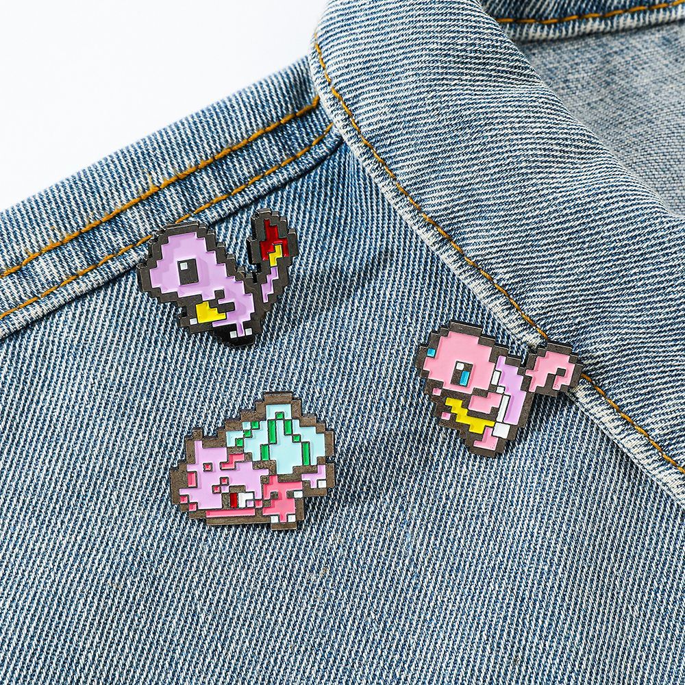 ピクセルモザイクポケモンメタルエナメルピン、かわいい漫画ポケ - Embroidery Reddit のレビューと価格