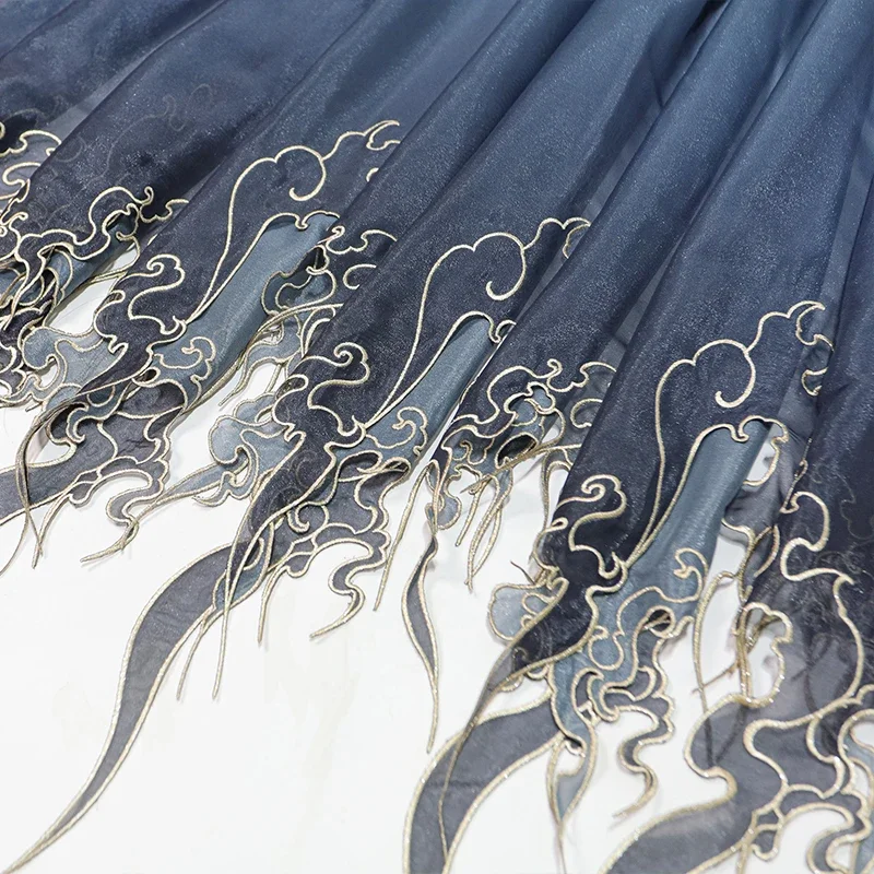中国風刺繍蓮の葉グラデーション生地 DIY 漢服ドレススカー - Embroidery Design Free のレビューと価格