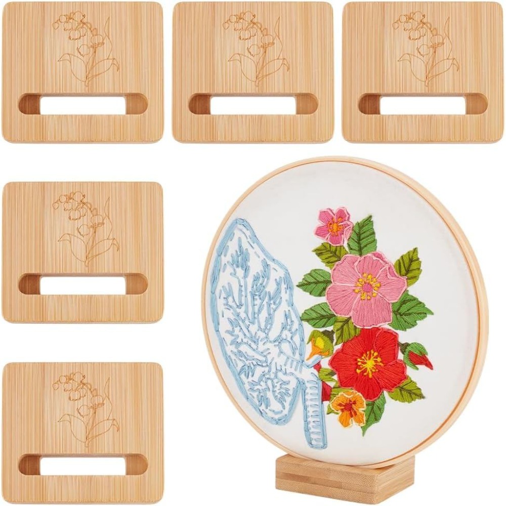 6個入り刺繍枠長方形ディスプレイスタンド木製枠イーゼル刺繍枠 - Embroidery Flower Pattern のレビューと価格
