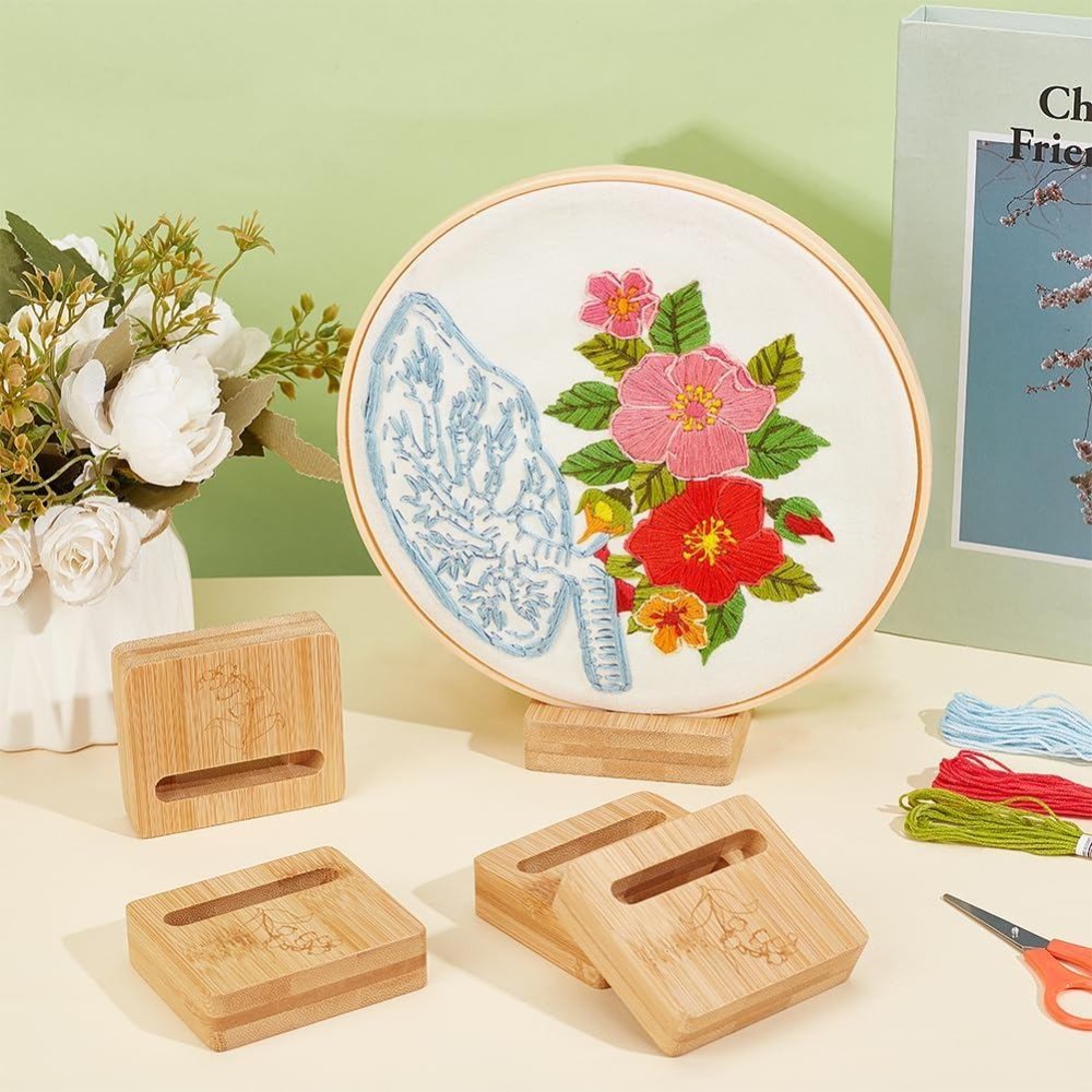 6個入り刺繍枠長方形ディスプレイスタンド木製枠イーゼル刺繍枠 - Embroidery Flower Pattern のレビューと価格
