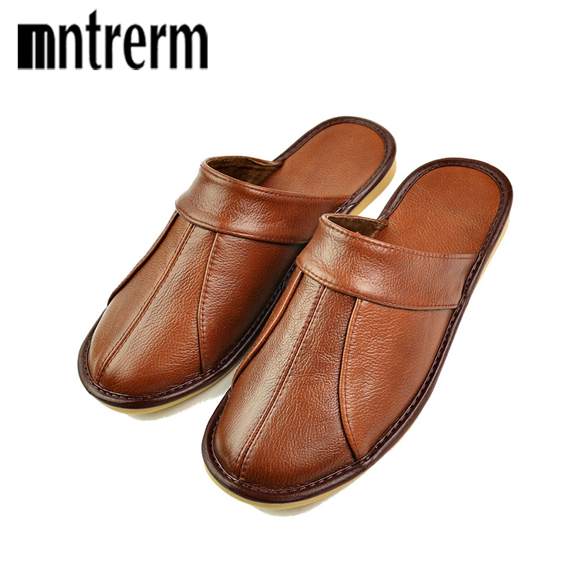 Mntrerm-メンズ100% 牛革レザースリッパ,快適で柔 - Embroidery Handicraft のレビューと価格