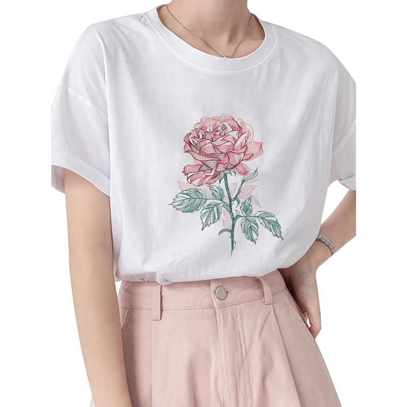 22cmローズ熱転写プリントパッチアイロン接着Tシャツとキャ - Embroidery Effect Canva のレビューと価格