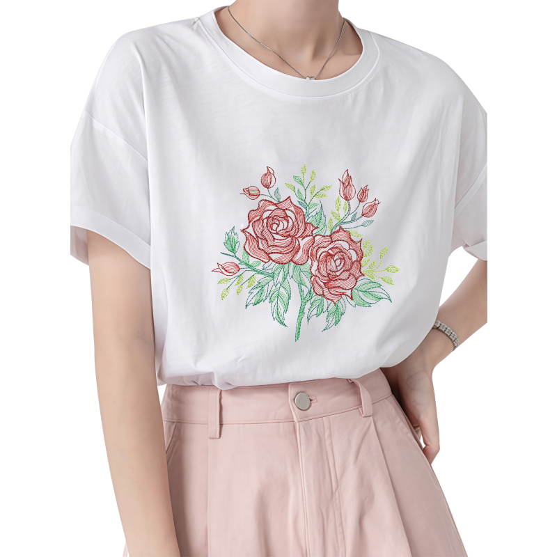 22cmローズ熱転写プリントパッチアイロン接着Tシャツとキャ - Embroidery Effect Canva のレビューと価格