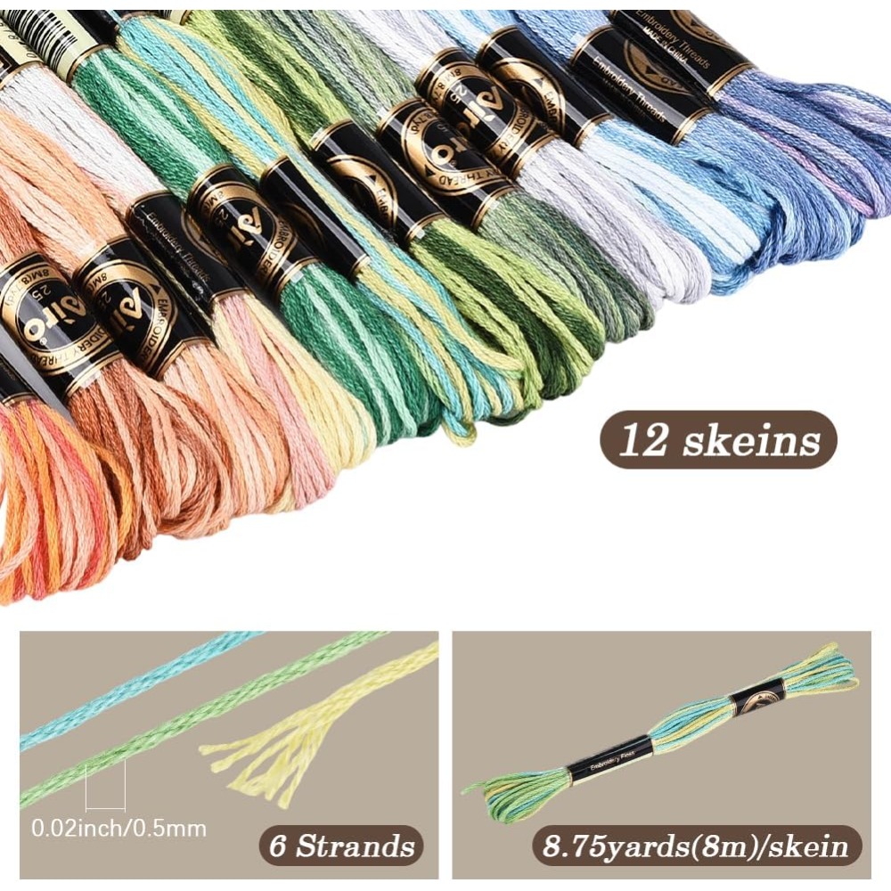 12かせ105ヤードクロスステッチフロス、色とりどりの友情ブ - Embroidery Handicraft のレビューと価格