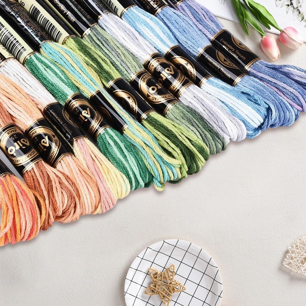 12かせ105ヤードクロスステッチフロス、色とりどりの友情ブ - Embroidery Handicraft のレビューと価格